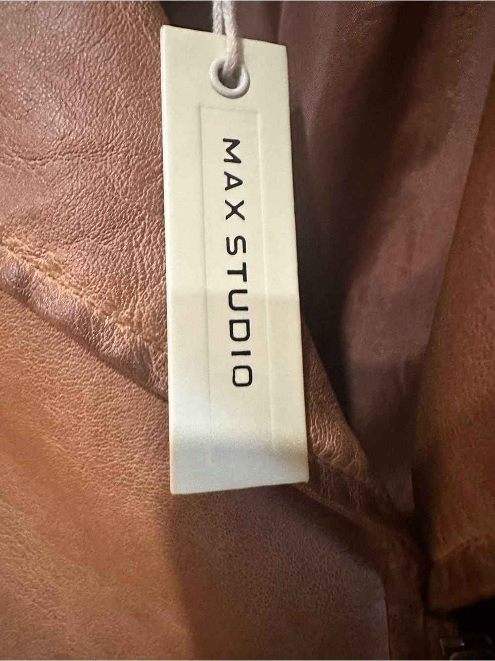 Max Studio Brown Faux Leather Moto Jacket - Picture 5 of 7